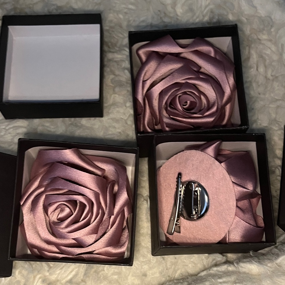 Pink Rose Hair Clip or Brooch - Picture 2 of 4